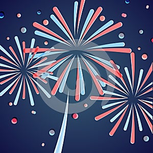 American fireworks night. Happy 4th July. Vector illustration, flat design