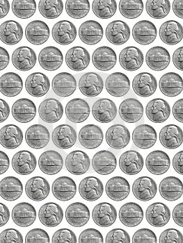 American five cents coin  isolated on white background