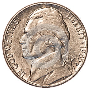 American five cents coin