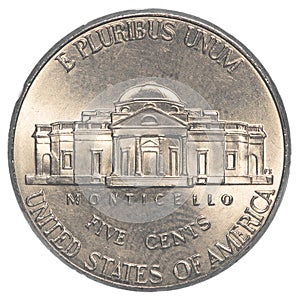 American five cents coin Jefferson Nickel