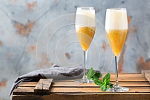 American fizz cocktail with rum and champagne