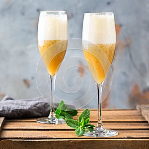 American fizz cocktail with rum and champagne