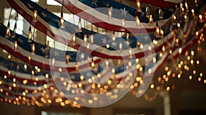 American flag-adorned house with festive decorations celebrating usa independence day