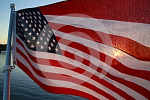 American Flag Backlit Sunset