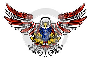 American Flag Bald Eagle Mascot Cartoon Claws