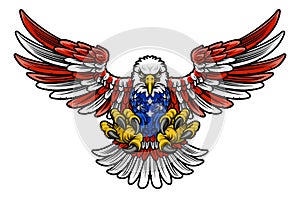 American Flag Bald Eagle Mascot Cartoon Claws photo