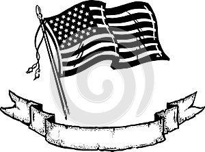 American Flag and Banner vector illustration