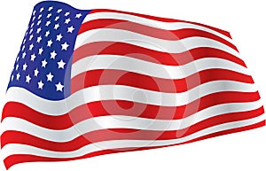 American Flag billowed in wind