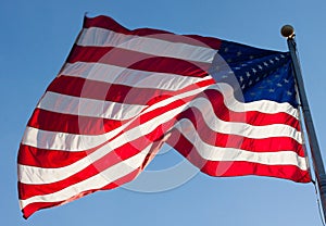 American flag blowing in the wind