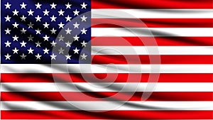 American flag blowing in the wind.  USA flag waving. Background texture.