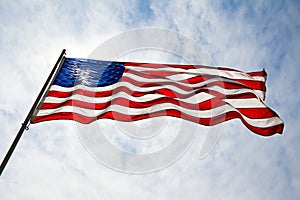 American Flag with Blue Skies
