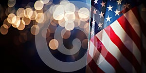 American flag with bokeh background