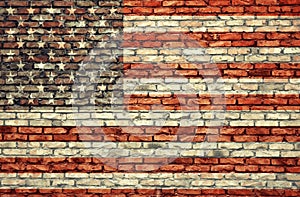 American flag on the brick wall