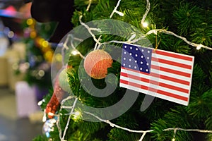 American Flag on Christmas tree