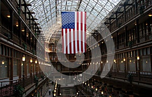 An American Flag in the Cleveland Arcade