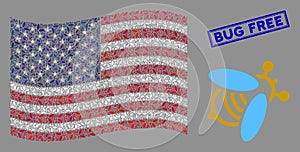 American Flag Collage of Bee and Grunge Bug Free Stamp