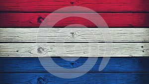 American Flag Colors Painted on Rustic Wood, Red, White, Blue with Copy-Space