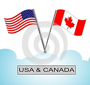 American flag crossed with Canadian flag
