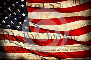 American flag and Declaration of Independence overlay