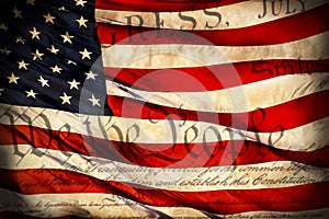 American flag and Declaration of Independence overlay photo