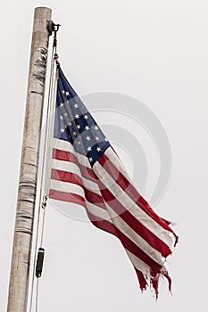 American Flag in disgraceful-condition,tattered,torn, photo
