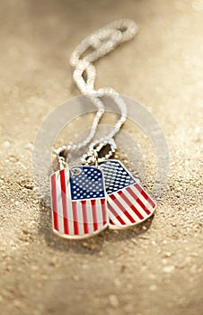 American flag dog tags