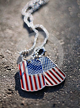 American flag dog tags