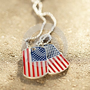 American flag dog tags