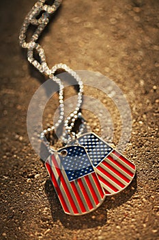 American flag dog tags