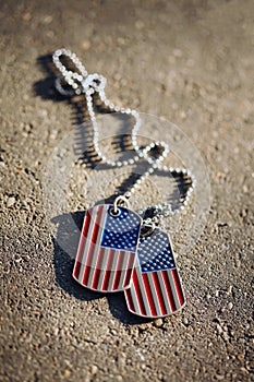 American flag dog tags background