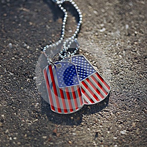 American flag dog tags background