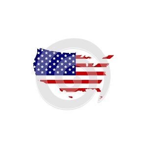 American flag and emblem logo design vector template