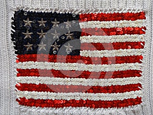 American flag embroidered with sequins