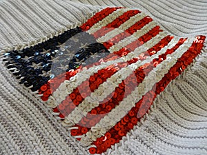 American flag embroidered with sequins