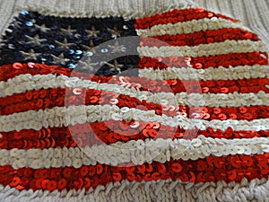 American flag embroidered with sequins