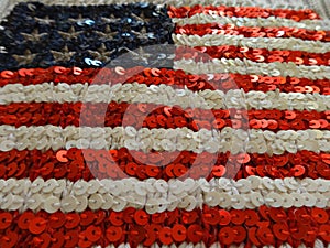 American flag embroidered with sequins