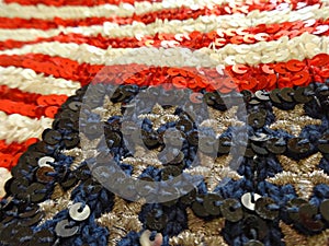 American flag embroidered with sequins