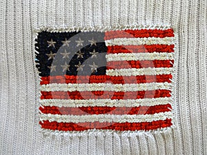 American flag embroidered with sequins