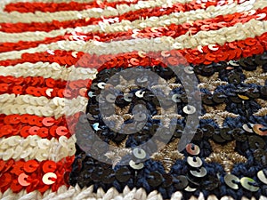 American flag embroidered with sequins