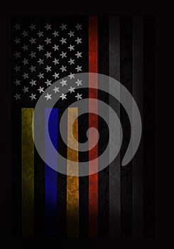 American flag in emergency colors