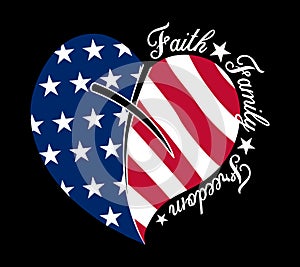 American Flag Faith Family Freedom, Heart American Flag, 4th Of July