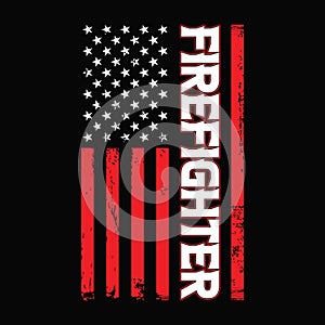 American flag with firefighter template