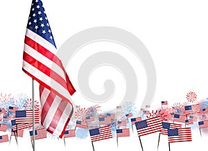 American flag with fireworks background design for USA 4 july