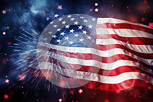 American flag and fireworks, usa independence day, ai generated