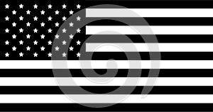 American flag, flag of United states of America in color mode black and whaite