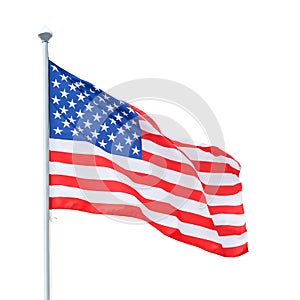 American flag on flagpole isolated with clipping path photo