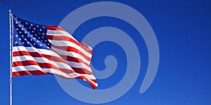 American flag fluttering in blue sky 1