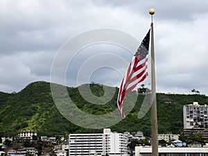 American Flag Flying in Honolulu