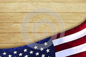 American flag folded on a wooden table