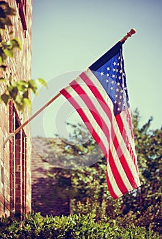 American flag in front of a home